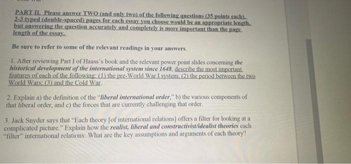 Part Ii Please Answer Two And Only Two Of The Chegg Com