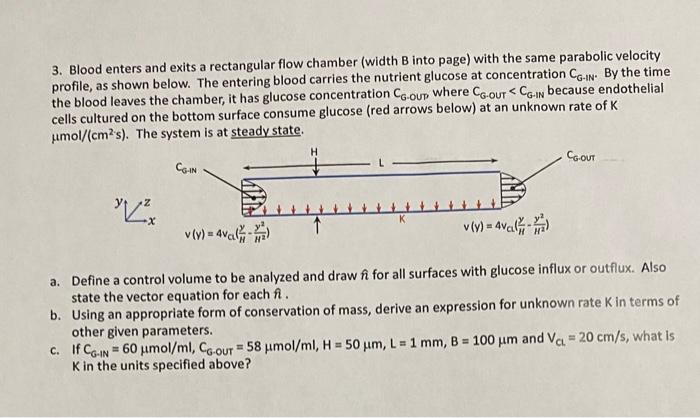 3. Blood enters and exits a rectangular flow chamber | Chegg.com