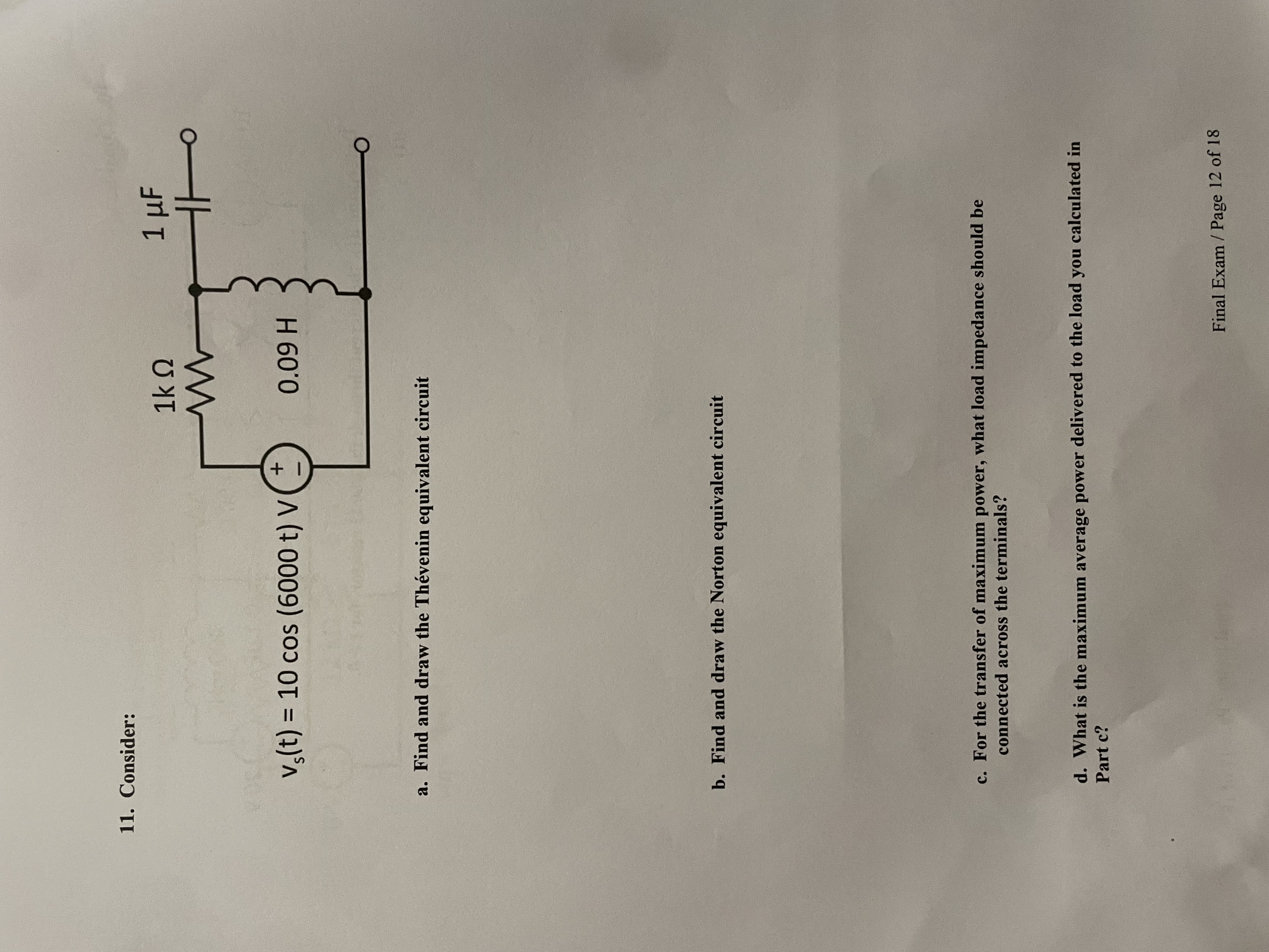 Solved 11. ﻿a. ﻿Find and draw the Thévenin equivalent | Chegg.com