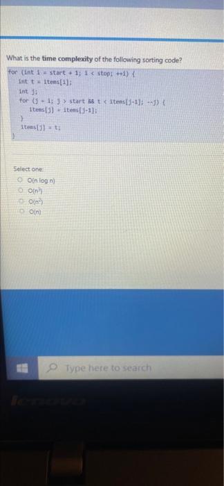 Solved What is the time complexity of the following sorting | Chegg.com