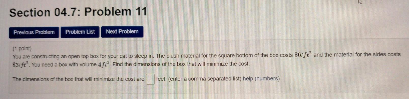 Solved Section 04.7: Problem 11 Previous Problem Problem | Chegg.com