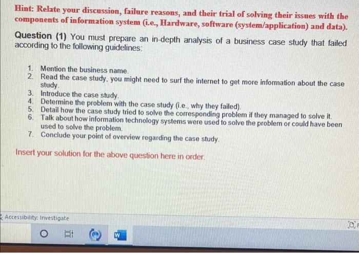 Solved Hint: Relate your discussion, failure reasons, and | Chegg.com