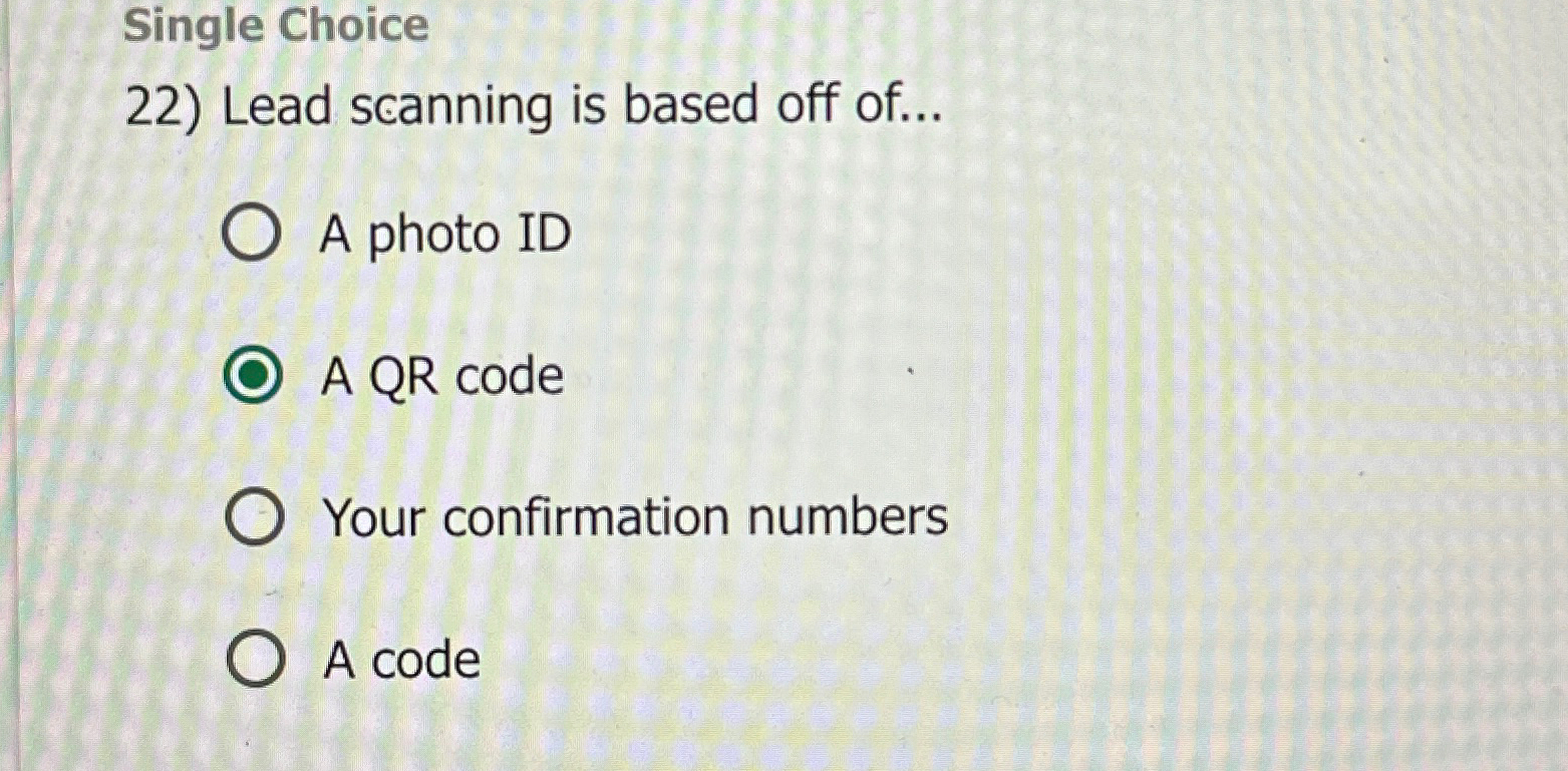 Solved Single ChoiceLead scanning is based off of...A photo | Chegg.com