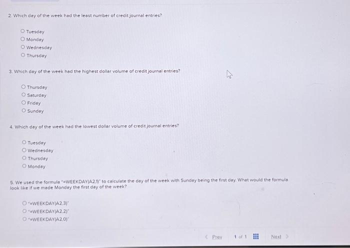 2. Which day of the week had the least number of | Chegg.com