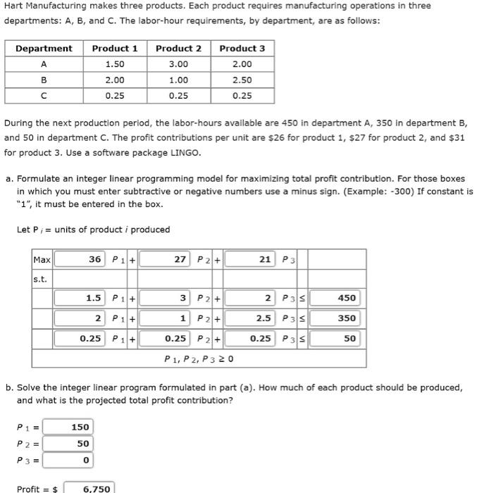 Solved Hart Manufacturing Makes Three Products. Each Product | Chegg.com