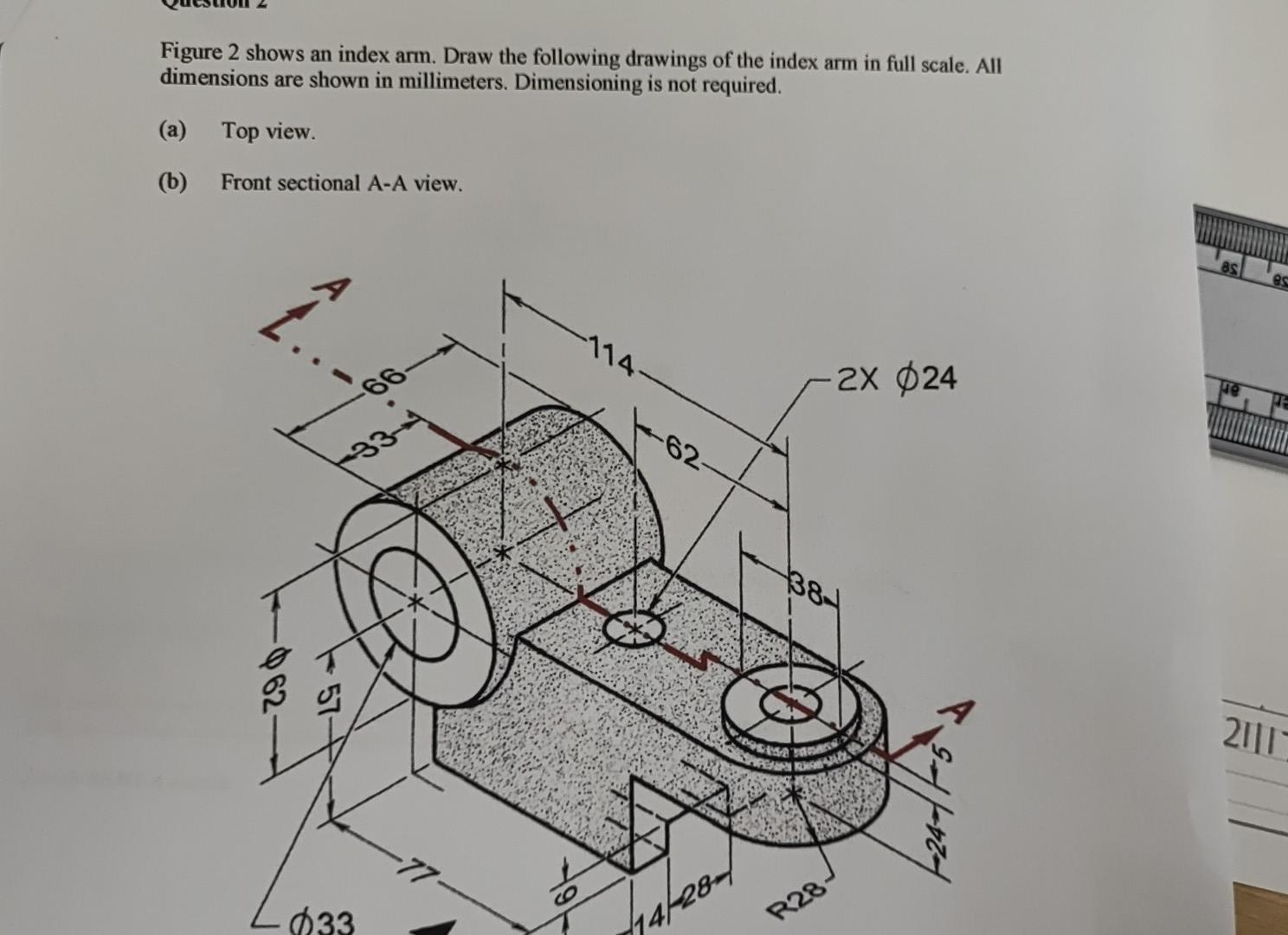 Solved Figure 2 shows an index arm. Draw the following