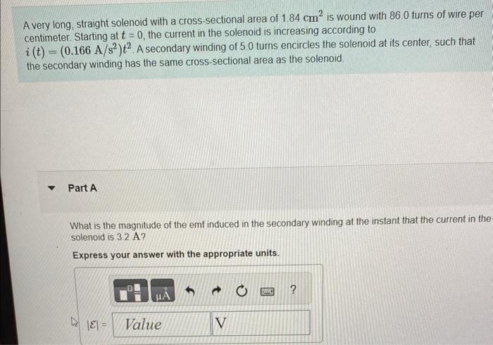 Solved A Very Long Straight Solenoid With A Cross Sectional Chegg Com