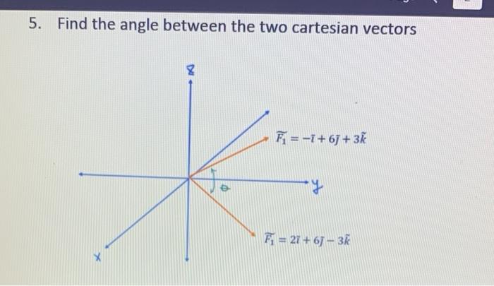 Solved 5. Find the angle between the two cartesian vectors X | Chegg.com