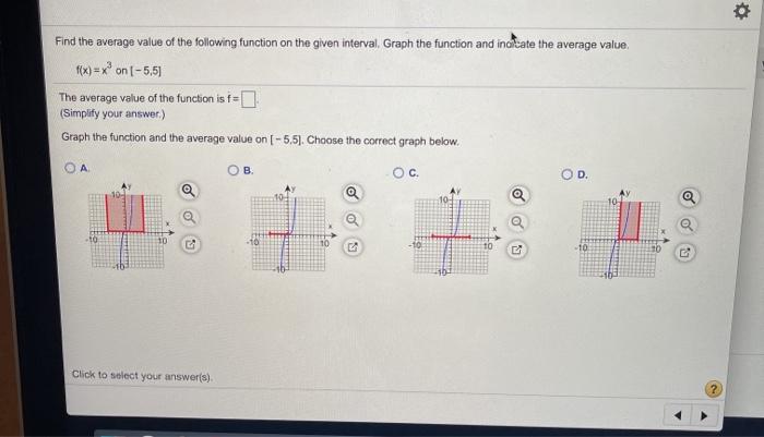 Solved Find the average value of the following function on | Chegg.com