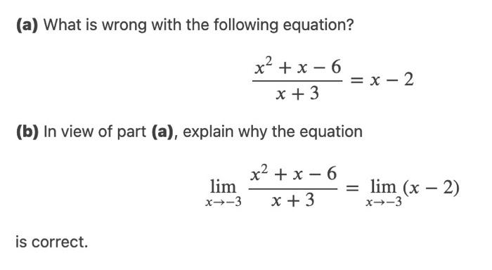 Solved (a) What is wrong with the following equation? x2 + x | Chegg.com