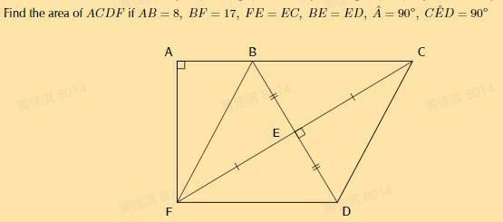 Solved Find The Area Of Acdf If Ab 8 Bp 17 Fe Ec Chegg Com