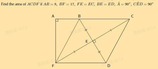 Solved Find The Area Of Acdf If Ab 8 Bp 17 Fe Ec Chegg Com