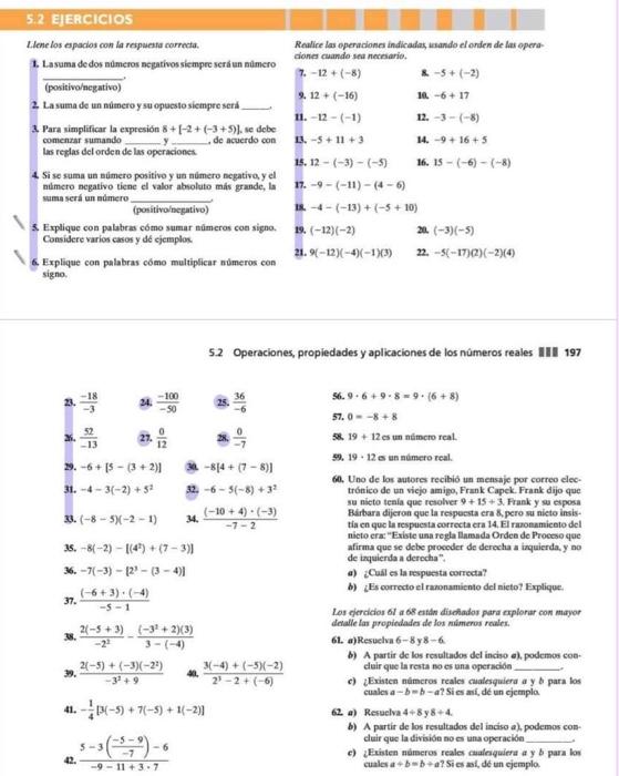 Llene los espacios con la respuesta carrecta. Reulire las eperacianes indicadas unando el onien de las epera- 1. L.asuma de d