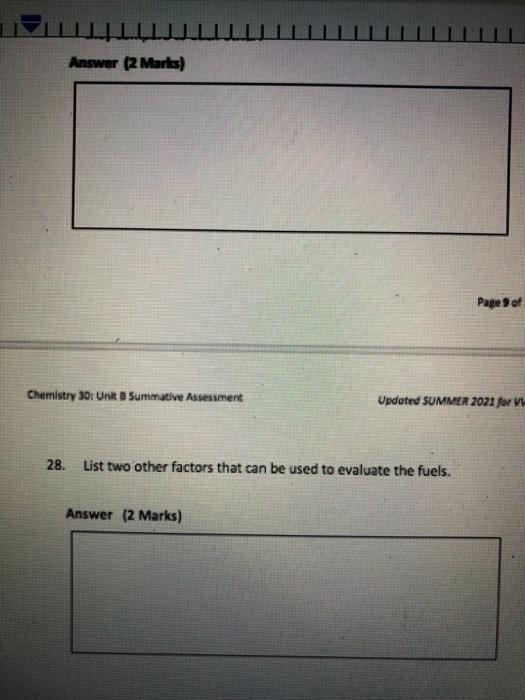 Solved Chemistry 30: Unit B Summatlve Assessment Updoted | Chegg.com