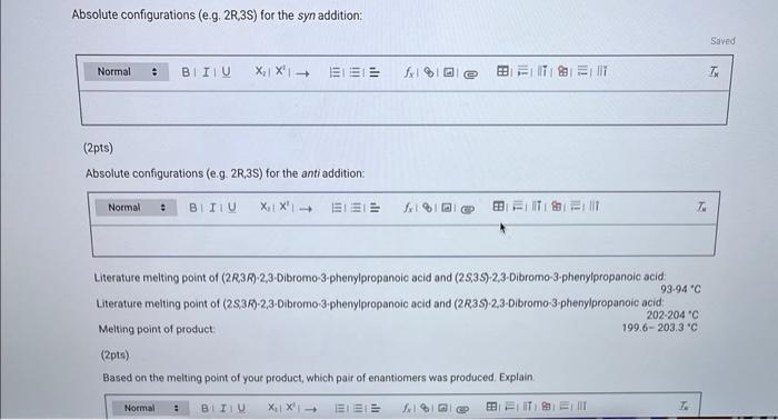 Solved Absolute configurations (e.g. 2R,3S) for the syn | Chegg.com