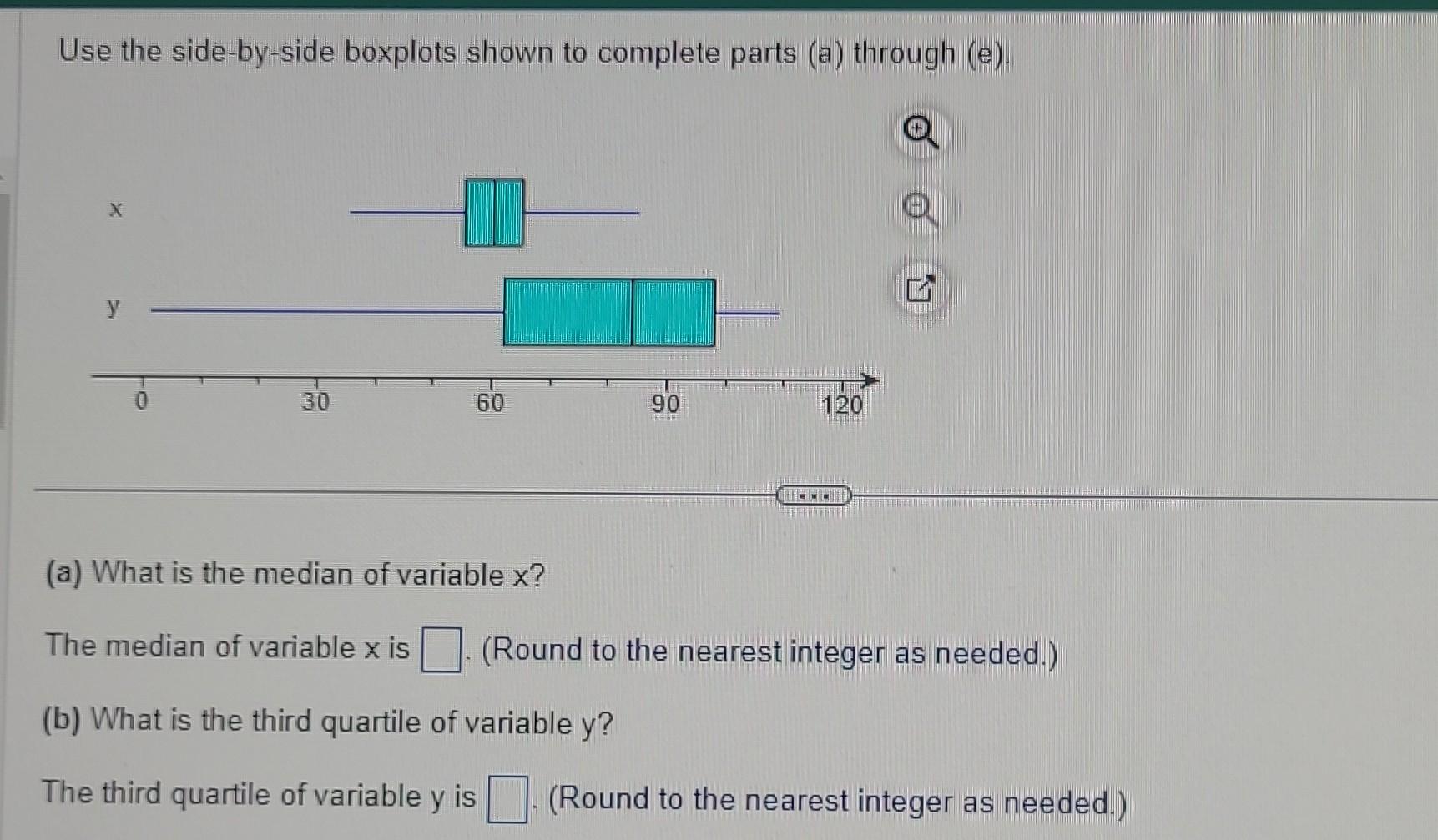 Solved Use the side-by-side boxplots shown to complete parts | Chegg.com