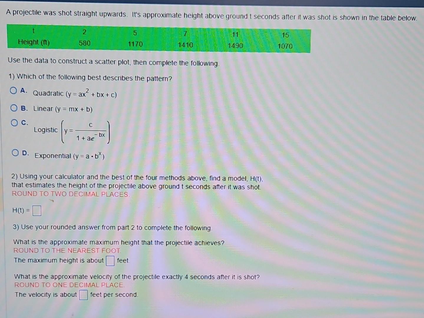 Solved Use the data to construct a scatter plot, then | Chegg.com