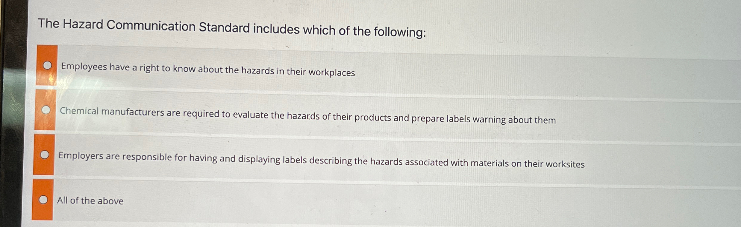 Solved The Hazard Communication Standard includes which of | Chegg.com