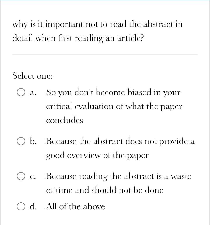 Why Not Abstract why is it important not to read the abstract in | Chegg.com