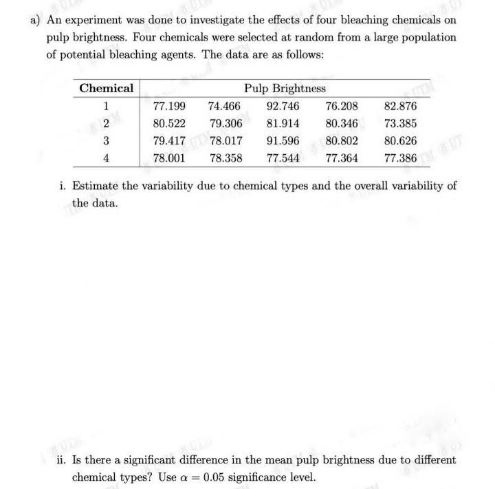 Solved A) An Experiment Was Done To Investigate The Effects | Chegg.com