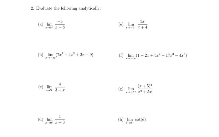 Solved infinite limits | Chegg.com