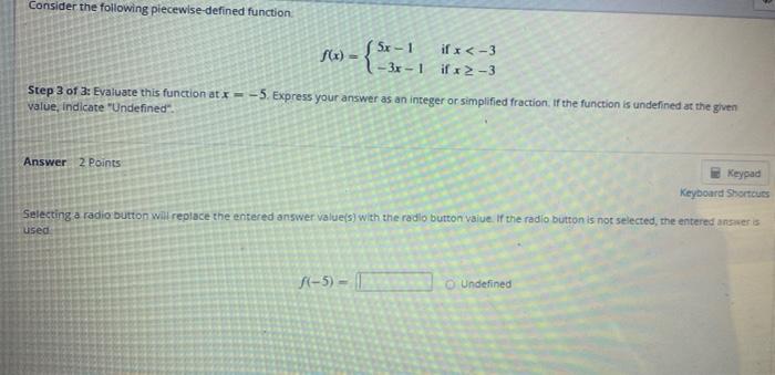 Solved Consider the following piecewise-defined function | Chegg.com