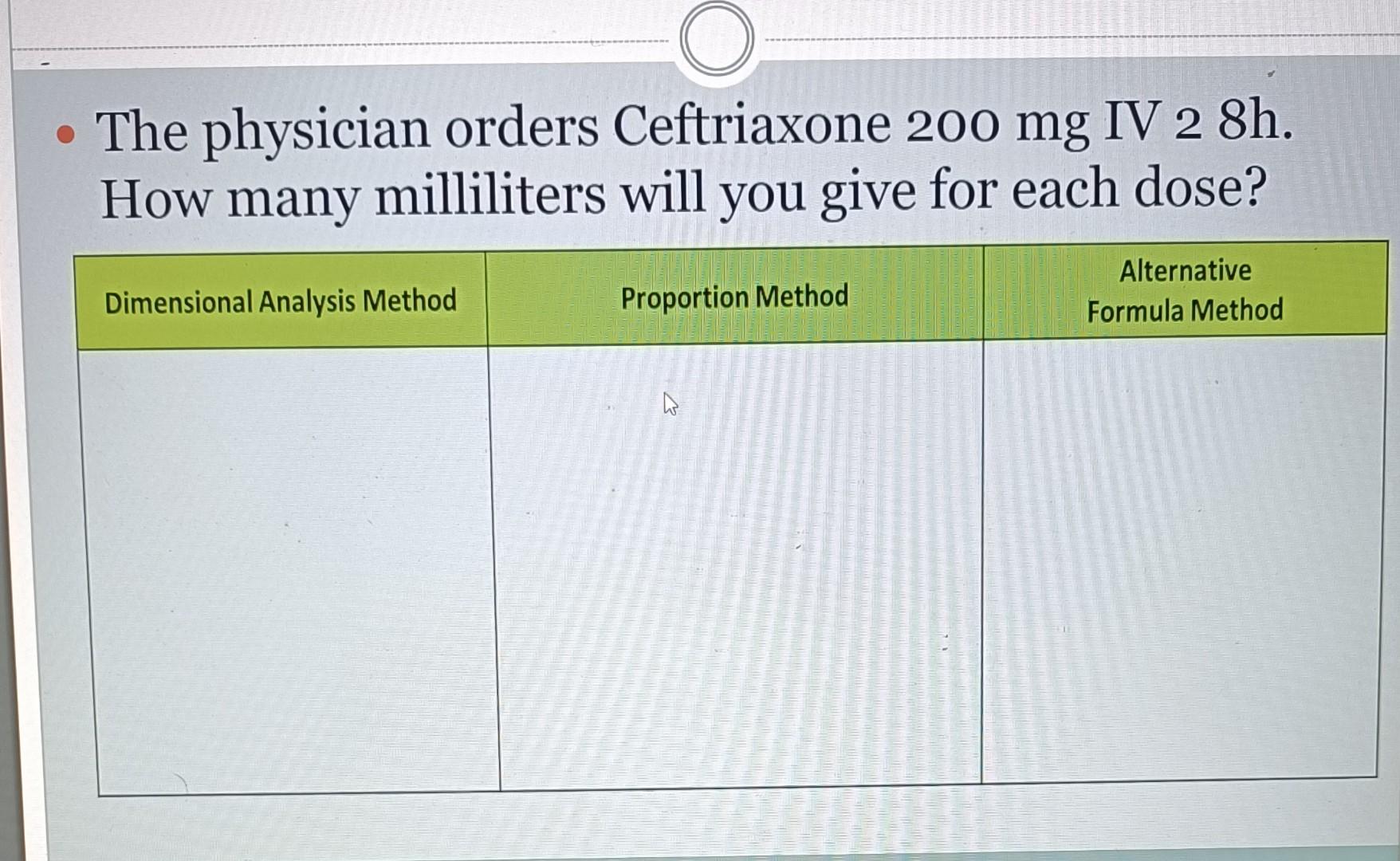 Solved The physician orders Ceftriaxone 200 mg IV 28 h. How