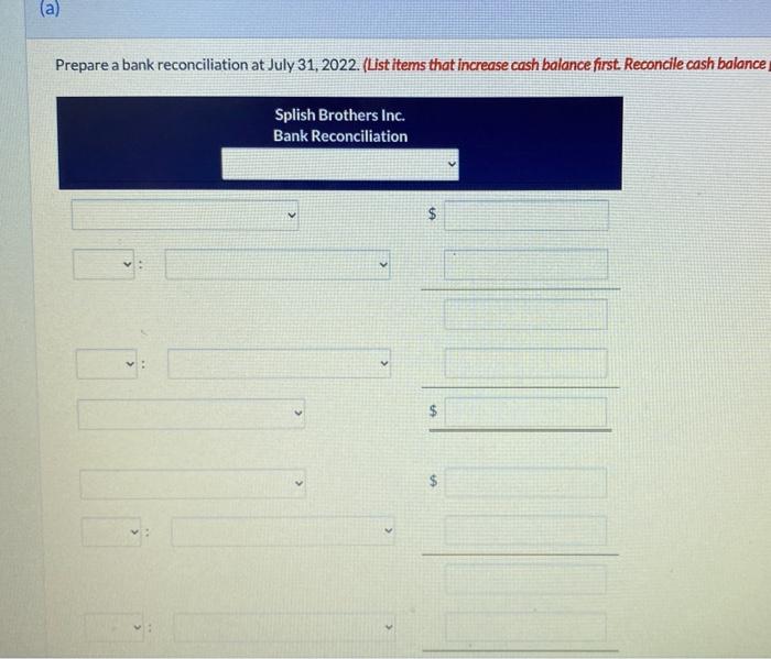 Solved The following information pertains to Splish Brothers