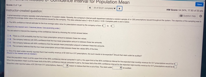 Solved Save Homework: Module 6- Confidence Interval for | Chegg.com