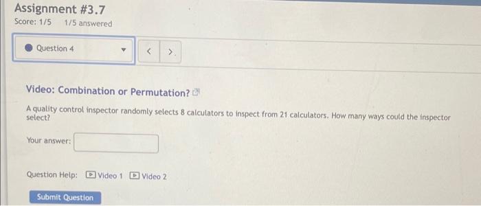 Solved Video Combination or Permutation How many ways can