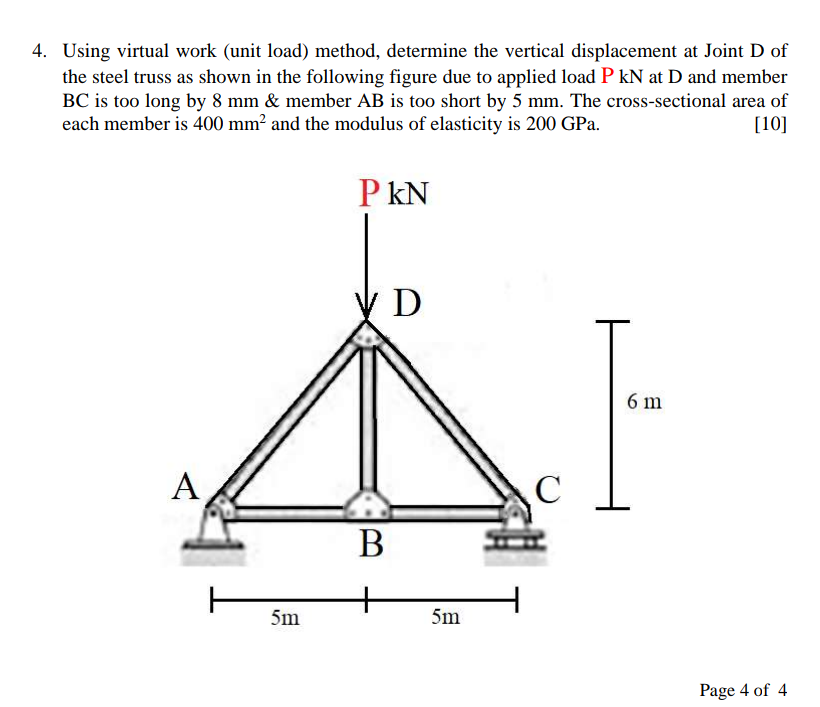 Solved 4. Using virtual work (unit load) method, determine | Chegg.com