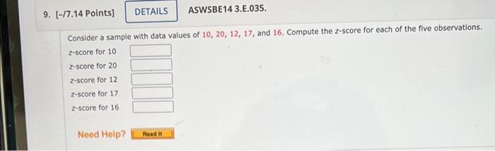 Solved Consider a sample with data values of 10,20,12,17, | Chegg.com