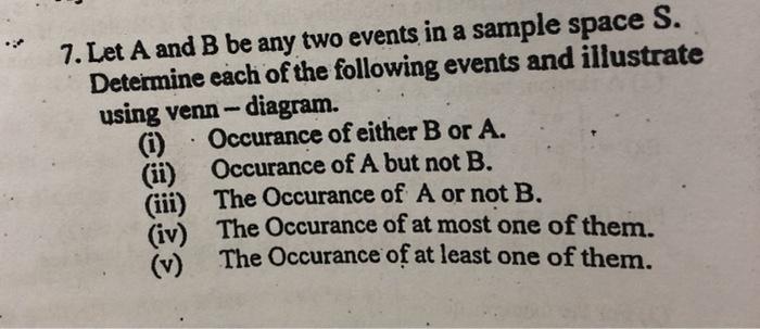 Solved 7. Let A and B be any two events in a sample space S. | Chegg.com