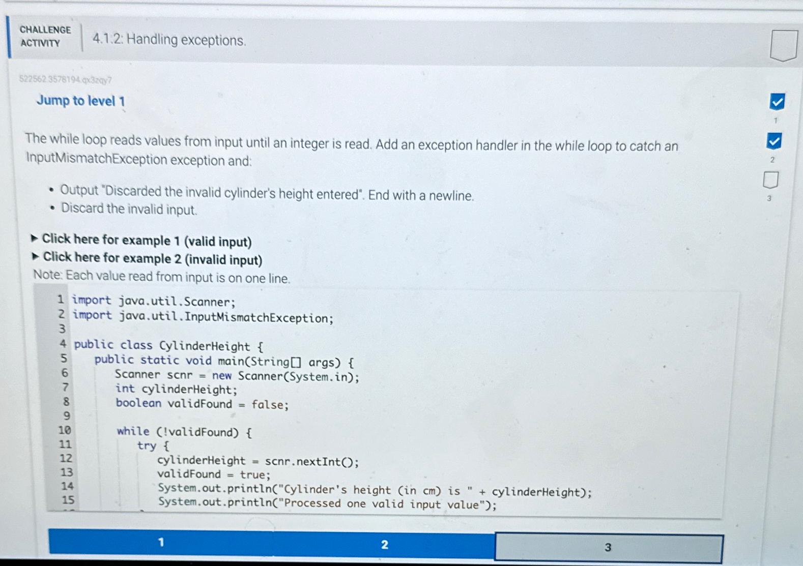 Solved CHALLENGEACTIVITY4.1.2: Handling | Chegg.com