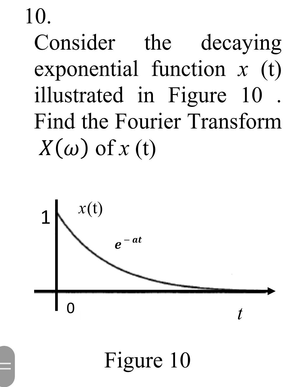 Solved 10. Consider the decaying exponential function x(t) | Chegg.com