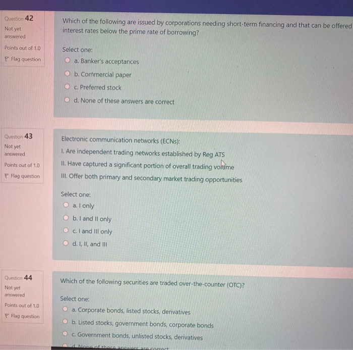 Solved Question 42 Not yet Which of the following are issued | Chegg.com
