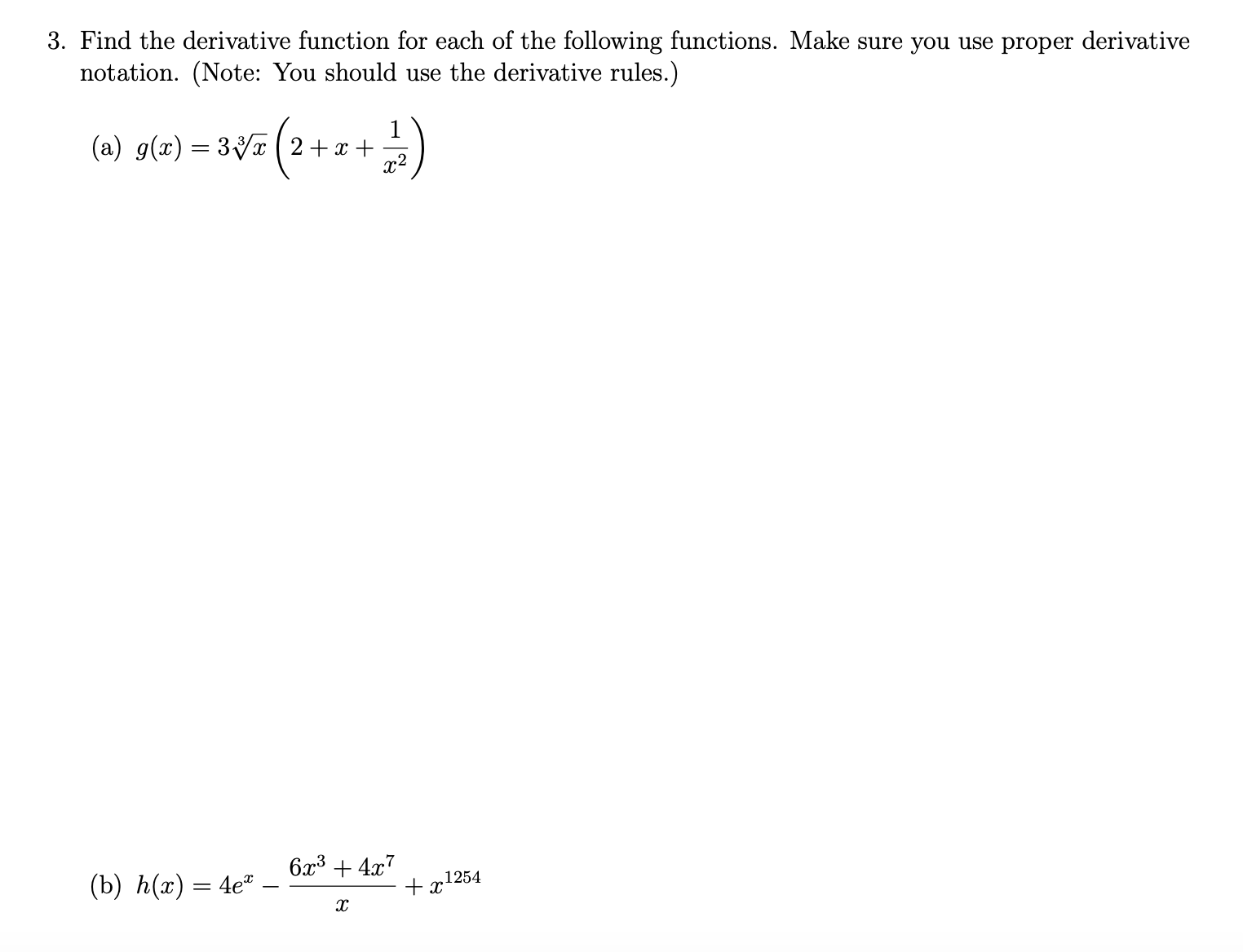 Find the derivative function for each of ﻿the | Chegg.com
