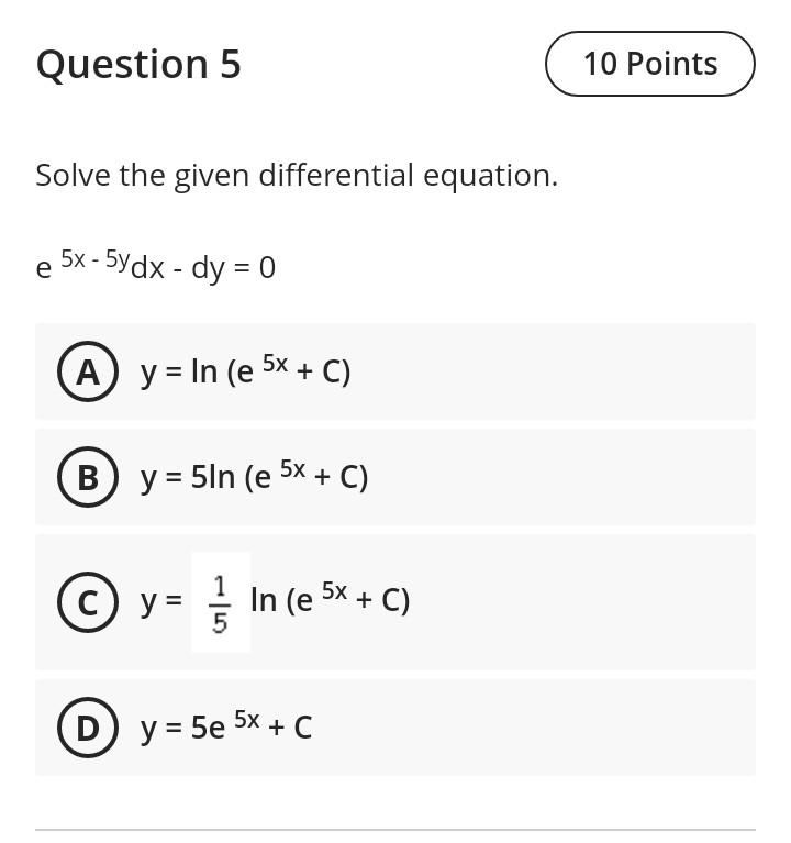 Solved Question 5 10 Points Solve the given differential | Chegg.com