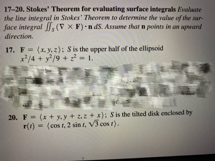 Solved 17 20 Stokes Theorem For Evaluating Surface