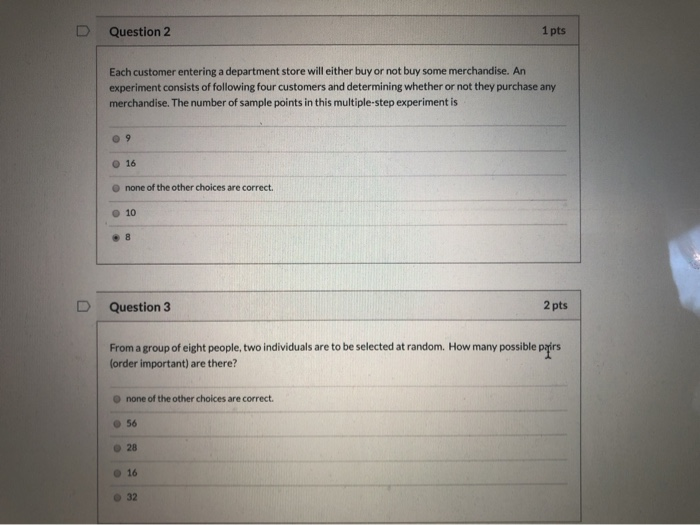 Solved D Question 2 1 pts Each customer entering a | Chegg.com