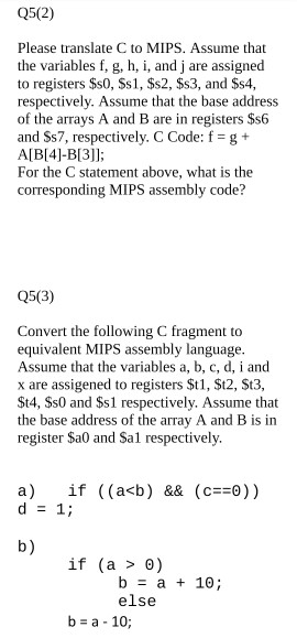 Solved Question 5 Q5(1) Consider the following MIPS loop: | Chegg.com