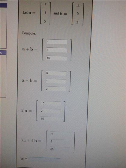 Solved Let a = and b = compute: a + b = a - b = 2a = | Chegg.com