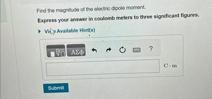 Solved Electric Dipole in an Electric Field Point charges | Chegg.com