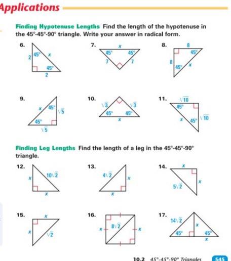 Find the length of deals the hypotenuse