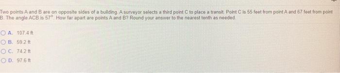 Solved Two points A and B are on opposite sides of a | Chegg.com