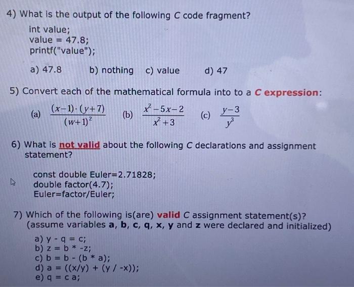 Solved 1) Which of the following C statement(s) is(are) NOT | Chegg.com