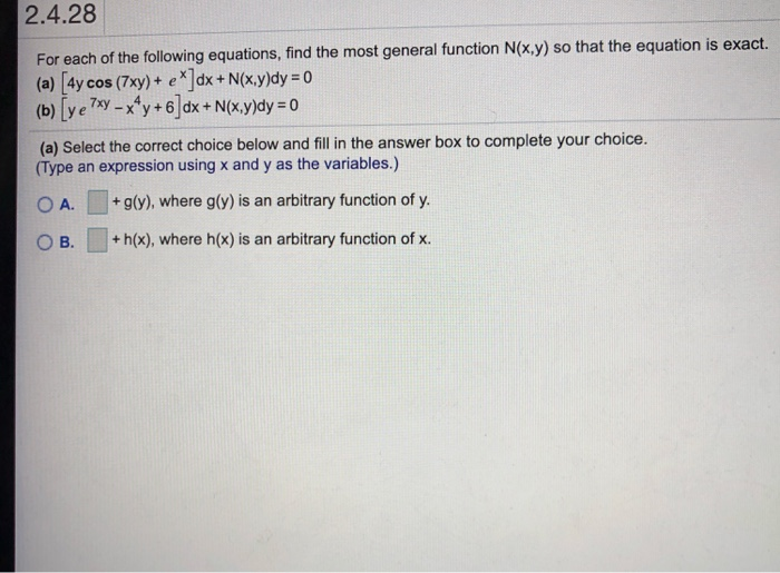 Solved 2 4 28 For Each Of The Following Equations Find T Chegg Com