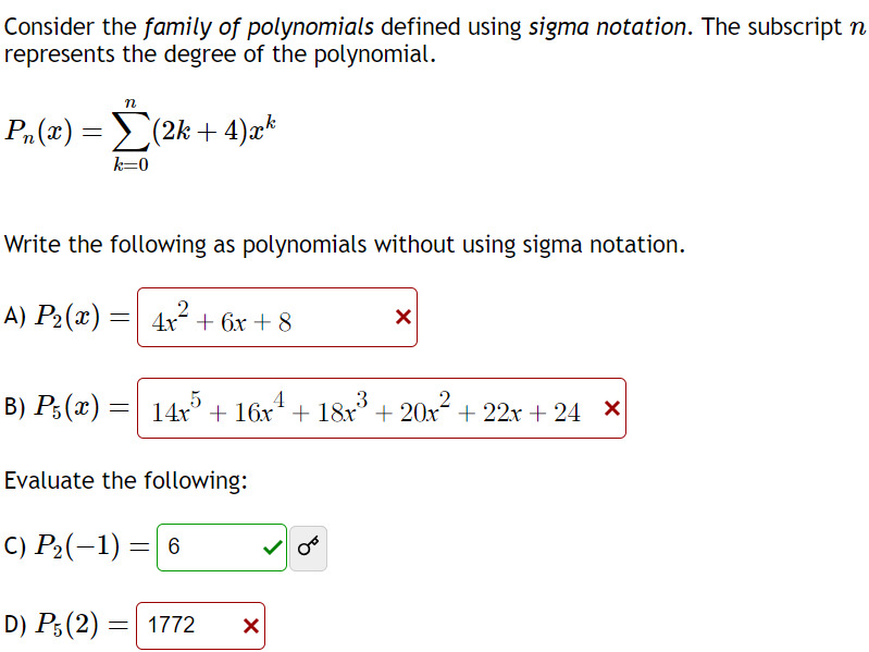 Solved Consider the family of polynomials defined using | Chegg.com