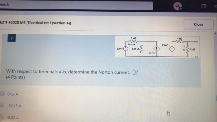 Earch Ya E211 F Me Electrical Cct 1 Section 4 Chegg Com