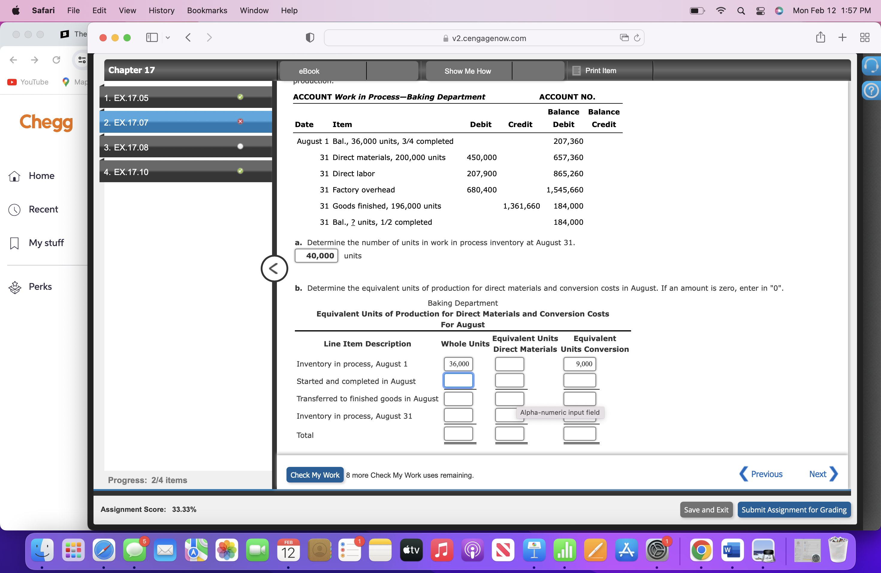 Solved a. ﻿Determine the number of units in work in process | Chegg.com